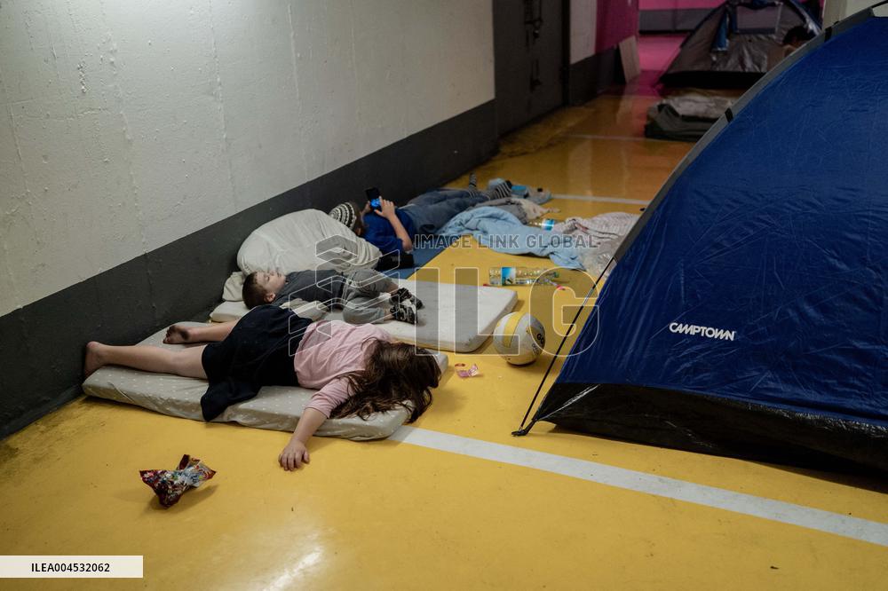 Israelis Shelter Underground Parking Lot - Tel Aviv