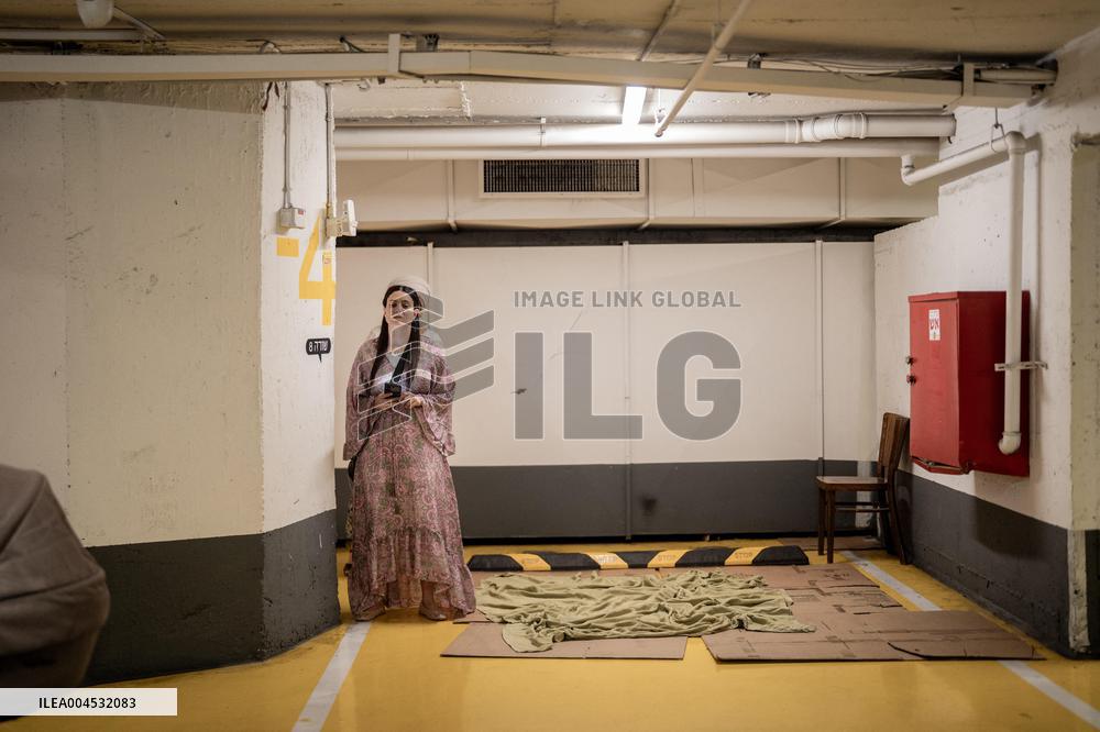 Israelis Shelter Underground Parking Lot - Tel Aviv