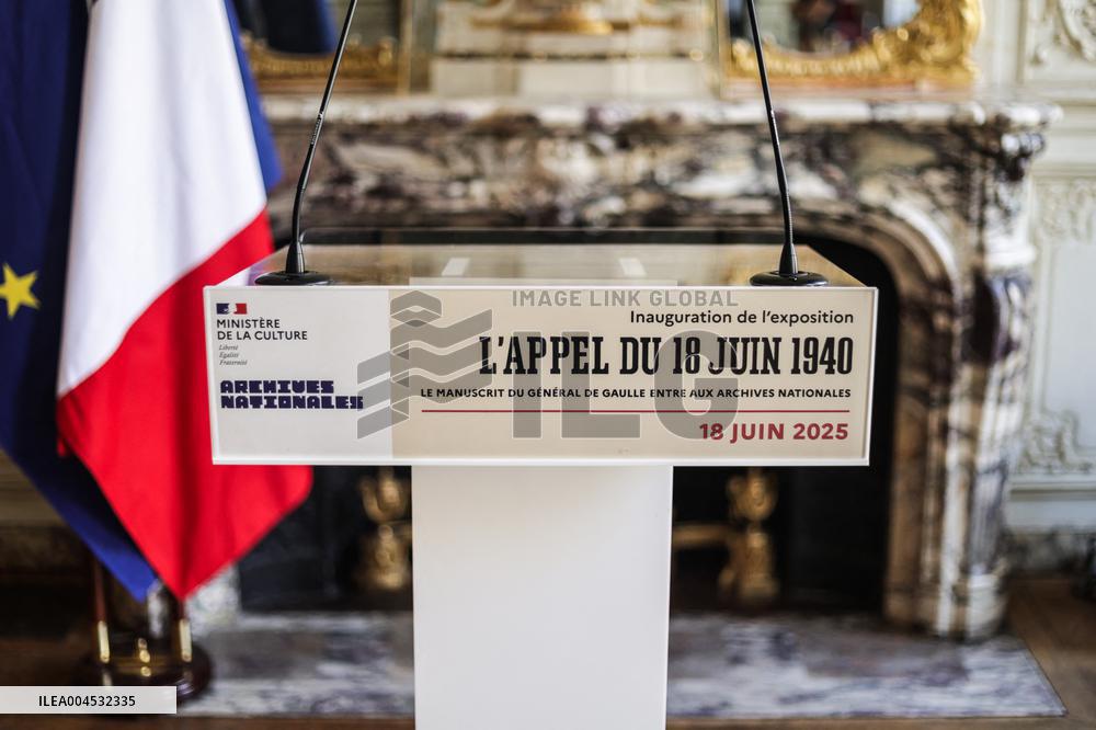 Inauguration Of The Presentation Of The Manuscript Of General De Gaulle