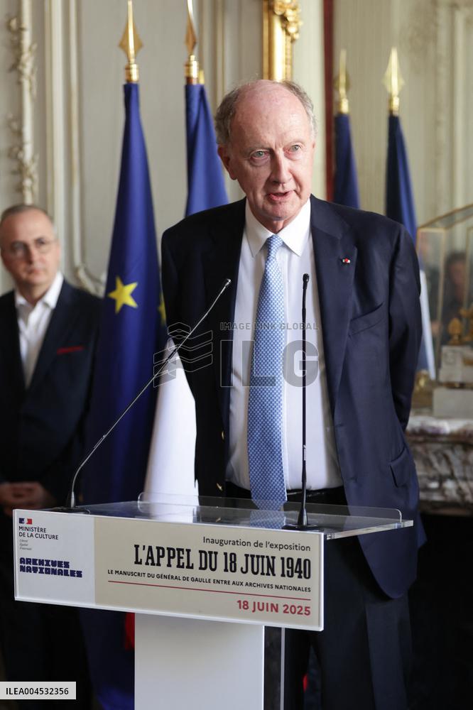 Inauguration Of The Presentation Of The Manuscript Of General De Gaulle