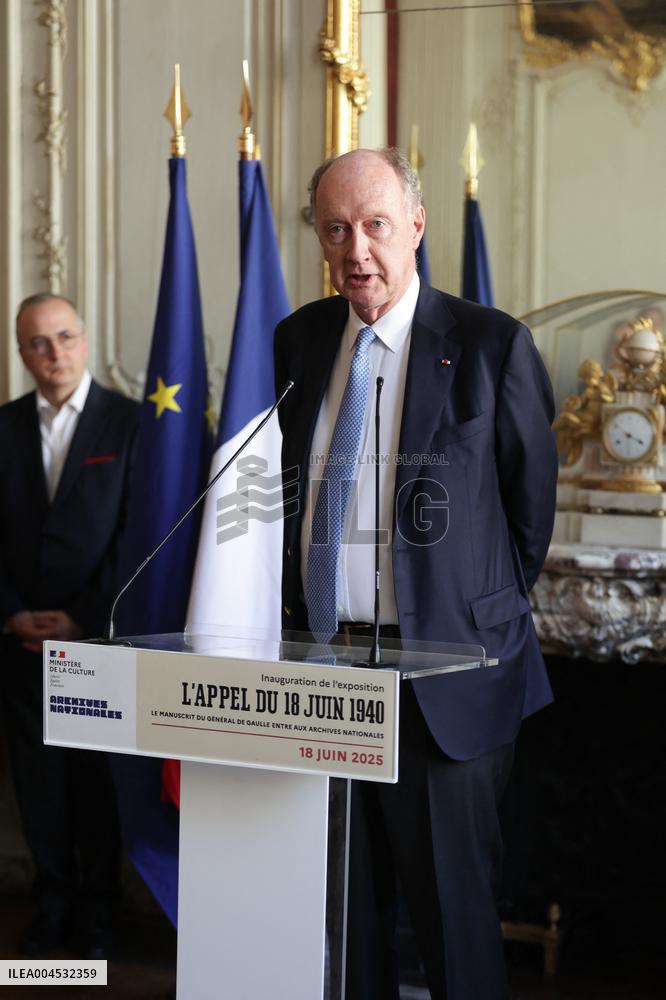 Inauguration Of The Presentation Of The Manuscript Of General De Gaulle