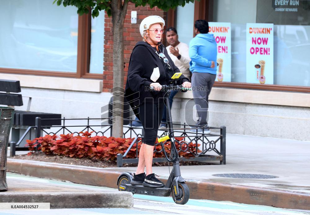 Deborra-Lee Furness Riding Her Scooter - NYC