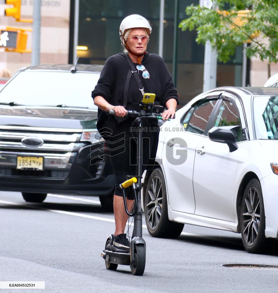 Deborra-Lee Furness Riding Her Scooter - NYC