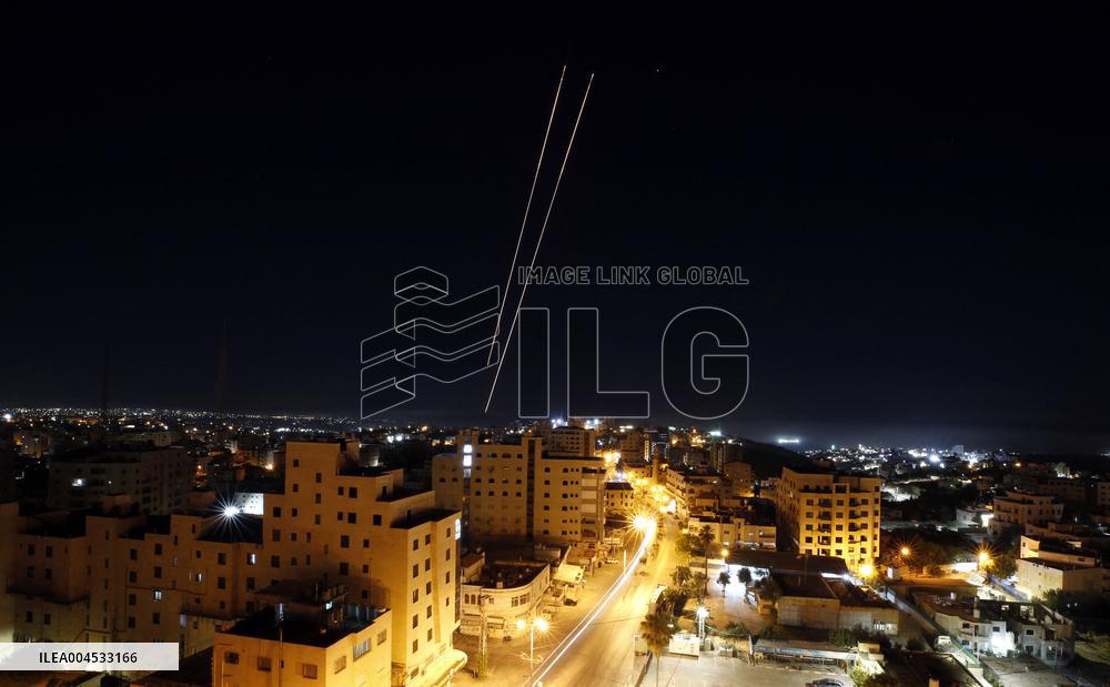 Traces of Missiles from Iran Against Israel - Nablus