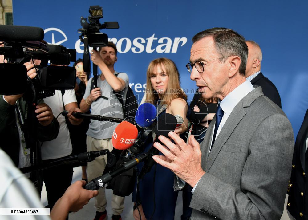 Bruno Retailleau Visits To Gare Du Nord Railway Station - Paris