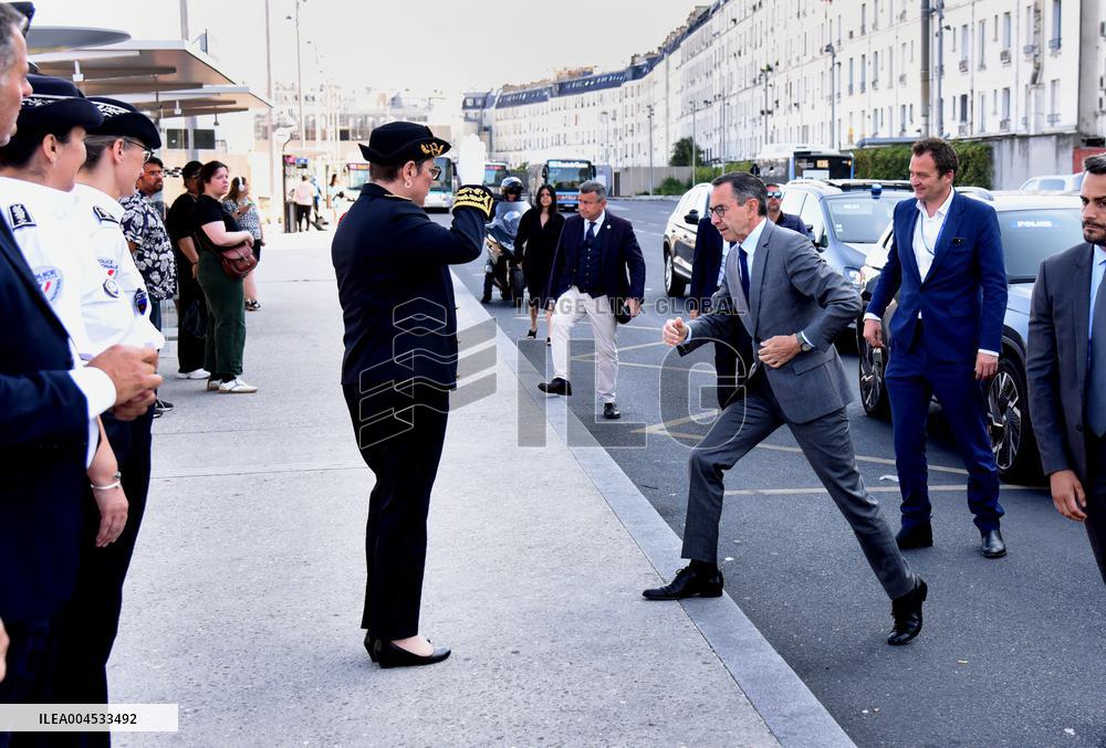 Bruno Retailleau Visits To Gare Du Nord Railway Station - Paris