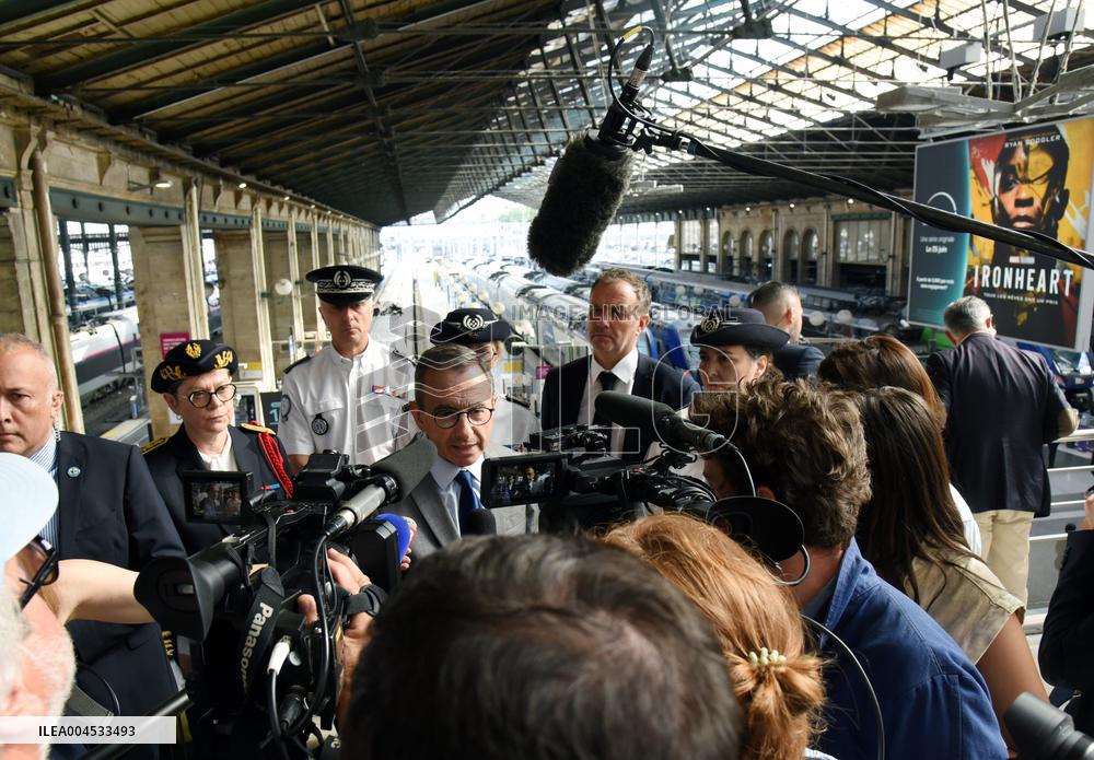 Bruno Retailleau Visits To Gare Du Nord Railway Station - Paris