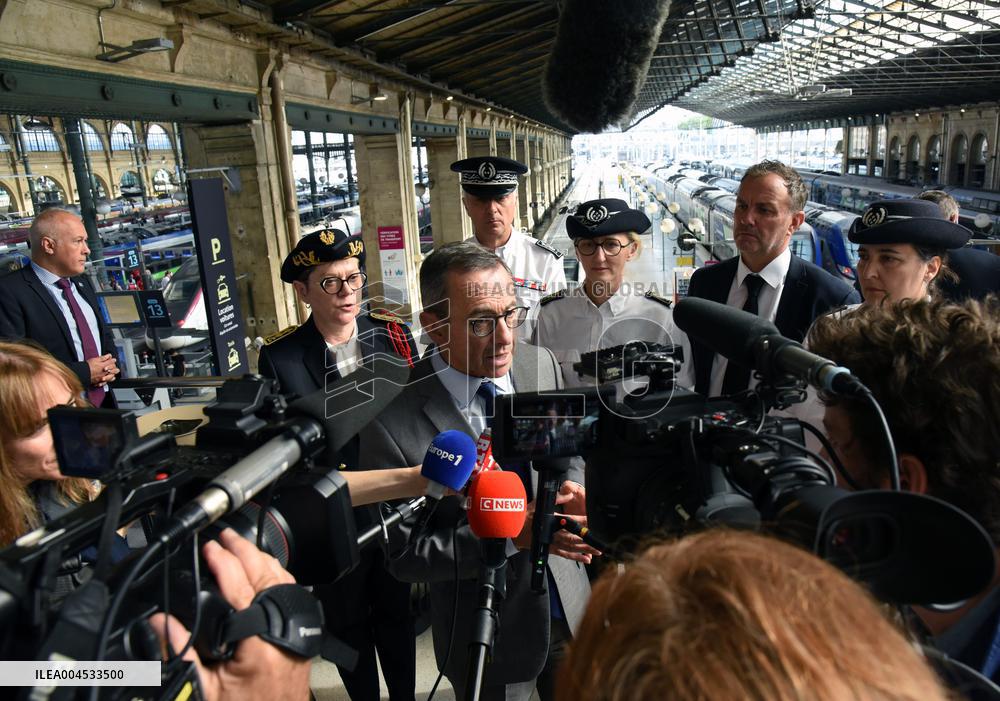 Bruno Retailleau Visits To Gare Du Nord Railway Station - Paris