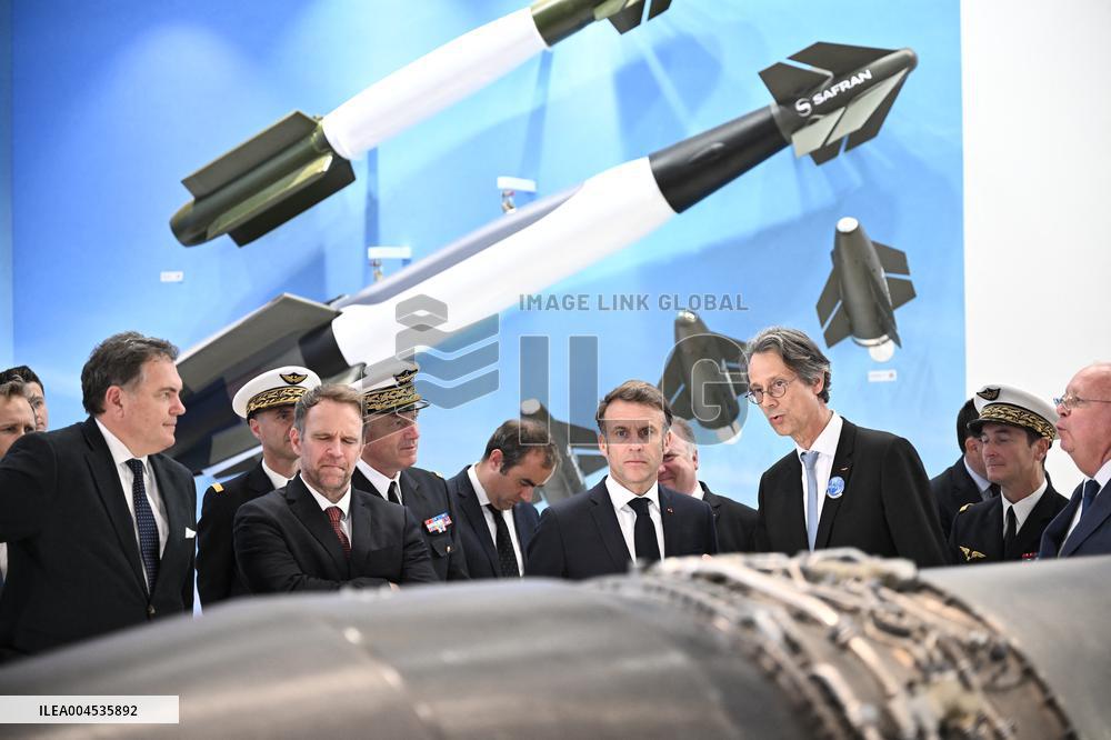 President Macron Visit To Safran Stand At Paris Air Show - Le Bourget