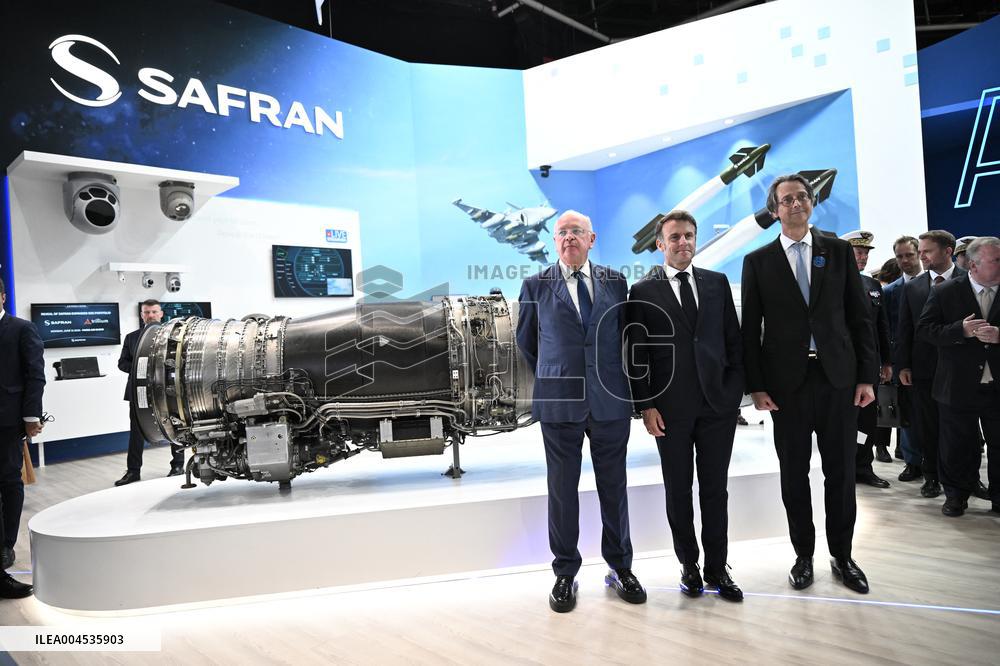 President Macron Visit To Safran Stand At Paris Air Show - Le Bourget
