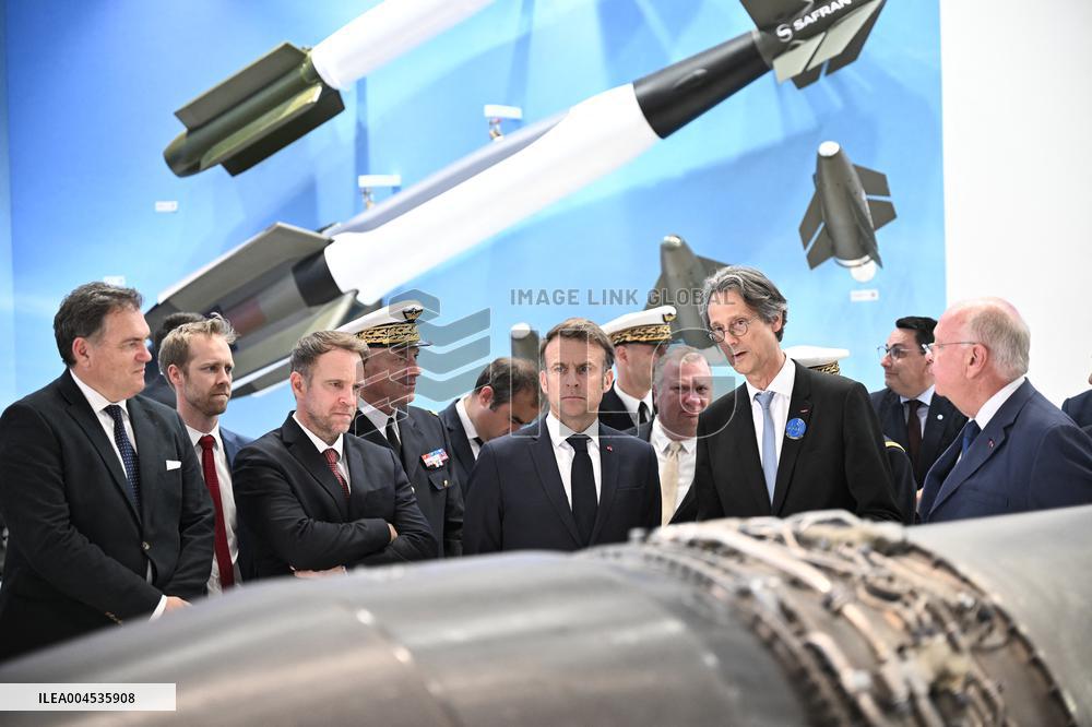 President Macron Visit To Safran Stand At Paris Air Show - Le Bourget