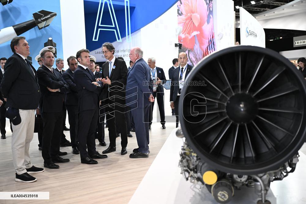 President Macron Visit To Safran Stand At Paris Air Show - Le Bourget