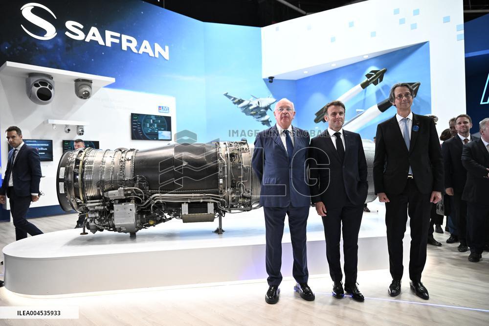 President Macron Visit To Safran Stand At Paris Air Show - Le Bourget