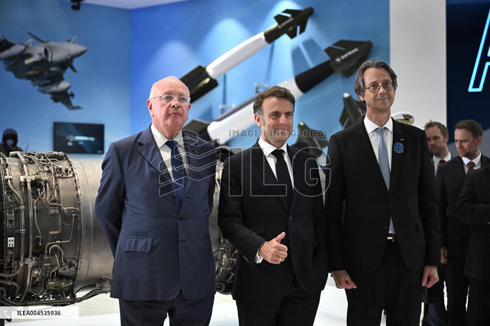 President Macron Visit To Safran Stand At Paris Air Show - Le Bourget