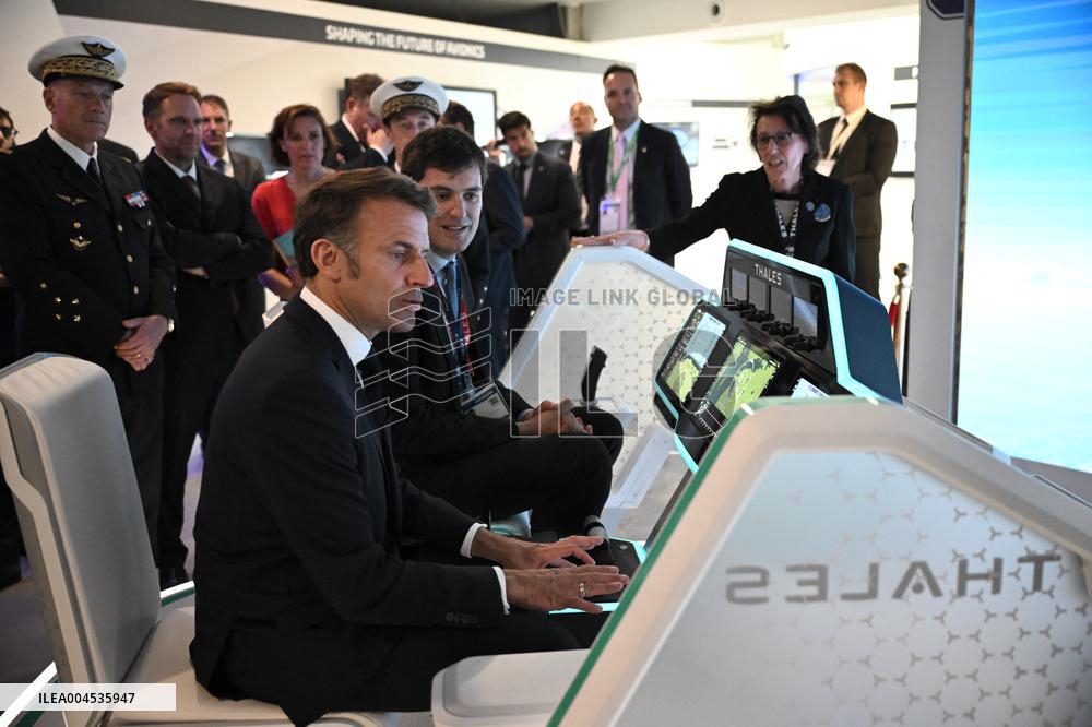 President Macron Visit To Thales Stand At Paris Air Show - Le Bourget