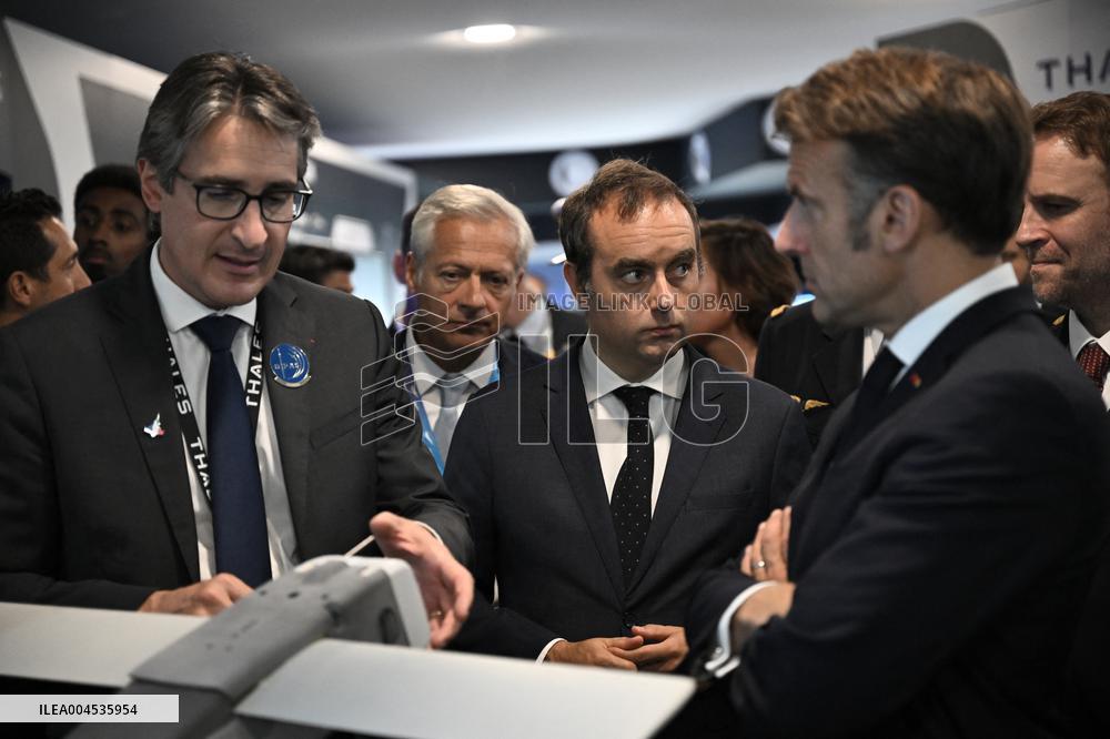 President Macron Visit To Thales Stand At Paris Air Show - Le Bourget