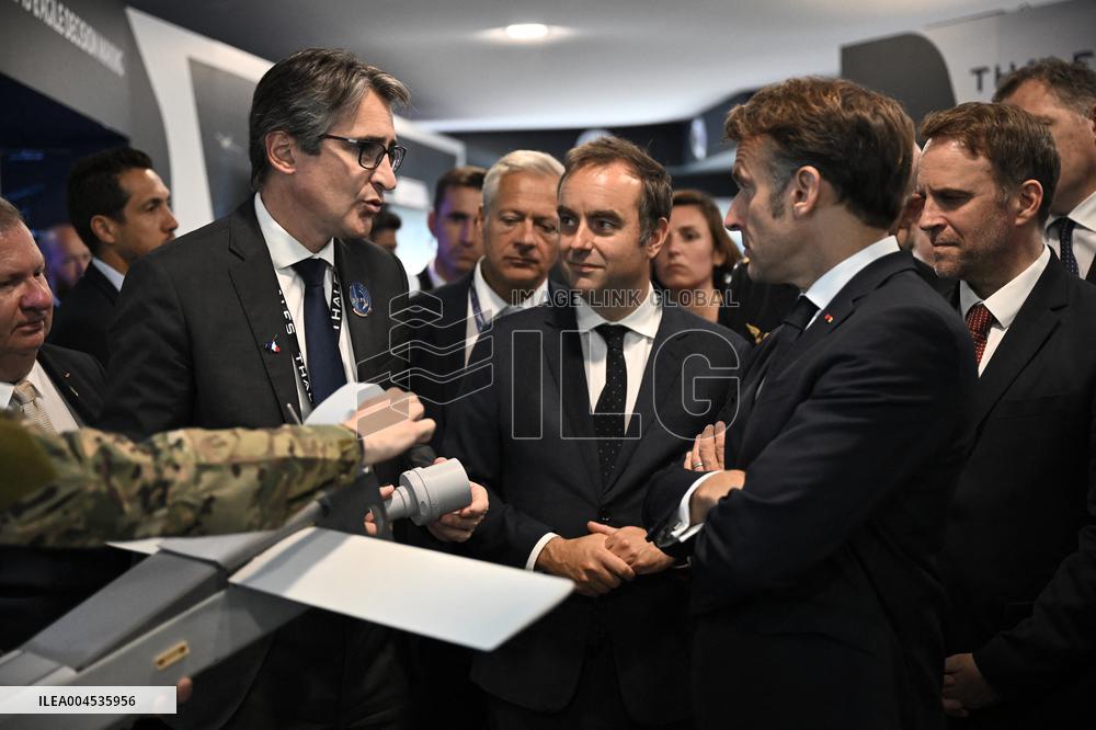 President Macron Visit To Thales Stand At Paris Air Show - Le Bourget