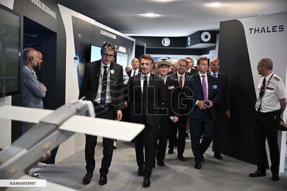 President Macron Visit To Thales Stand At Paris Air Show - Le Bourget