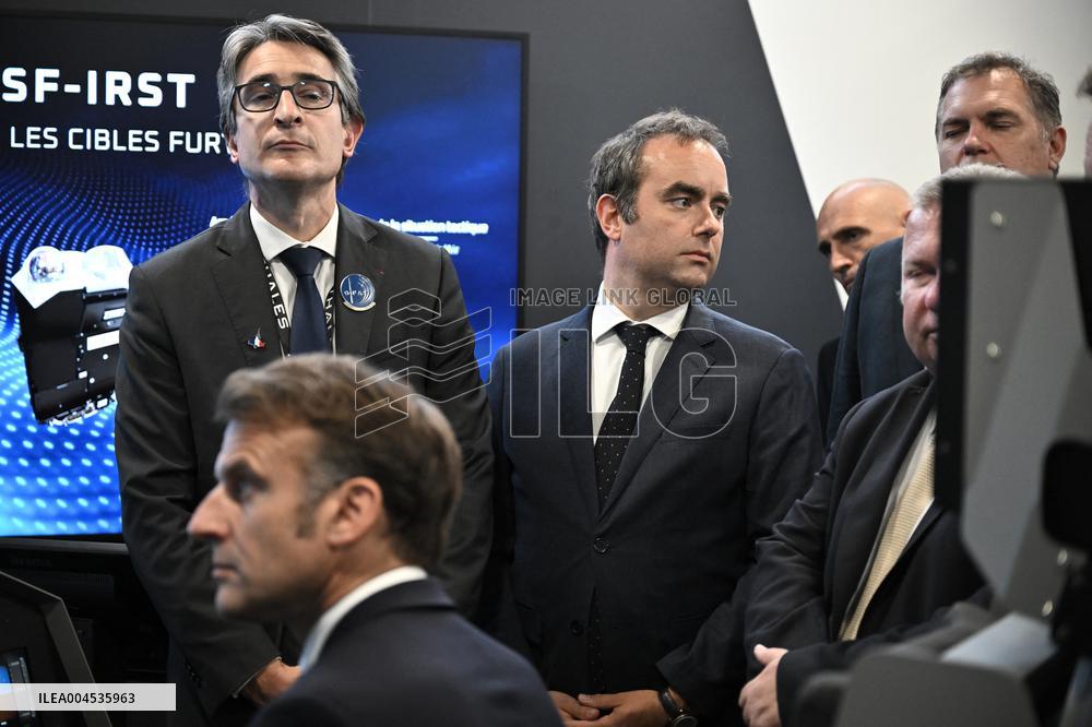 President Macron Visit To Thales Stand At Paris Air Show - Le Bourget