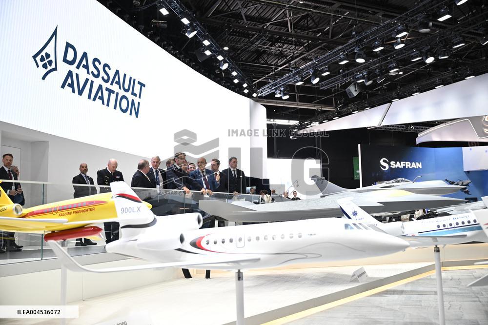 President Macron Visit To Dassault Aviation stand At Paris Air Show - Le Bourget