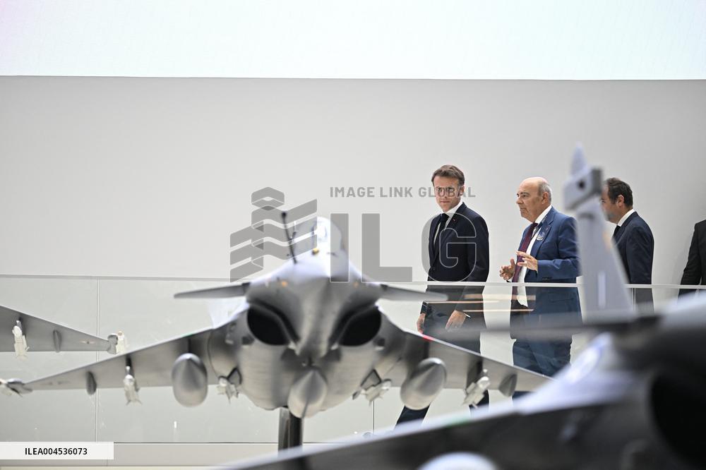 President Macron Visit To Dassault Aviation stand At Paris Air Show - Le Bourget