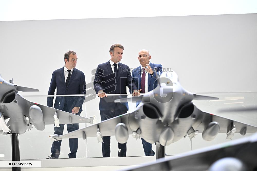 President Macron Visit To Dassault Aviation stand At Paris Air Show - Le Bourget