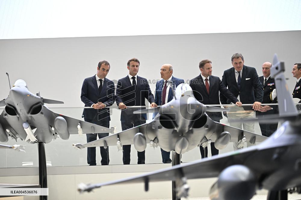 President Macron Visit To Dassault Aviation stand At Paris Air Show - Le Bourget