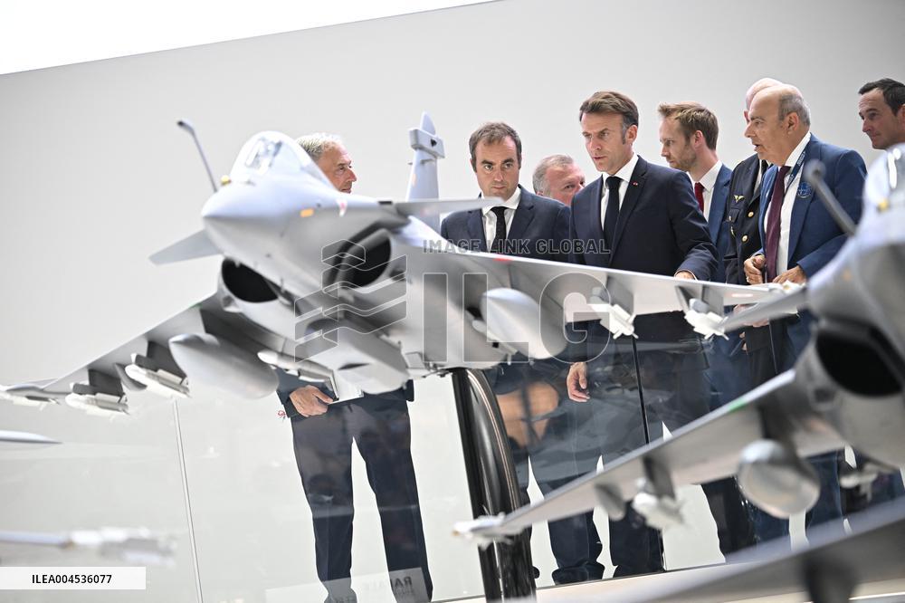 President Macron Visit To Dassault Aviation stand At Paris Air Show - Le Bourget