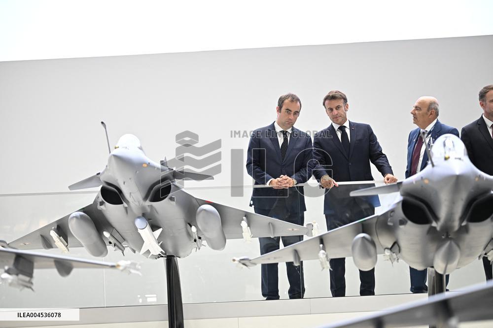 President Macron Visit To Dassault Aviation stand At Paris Air Show - Le Bourget