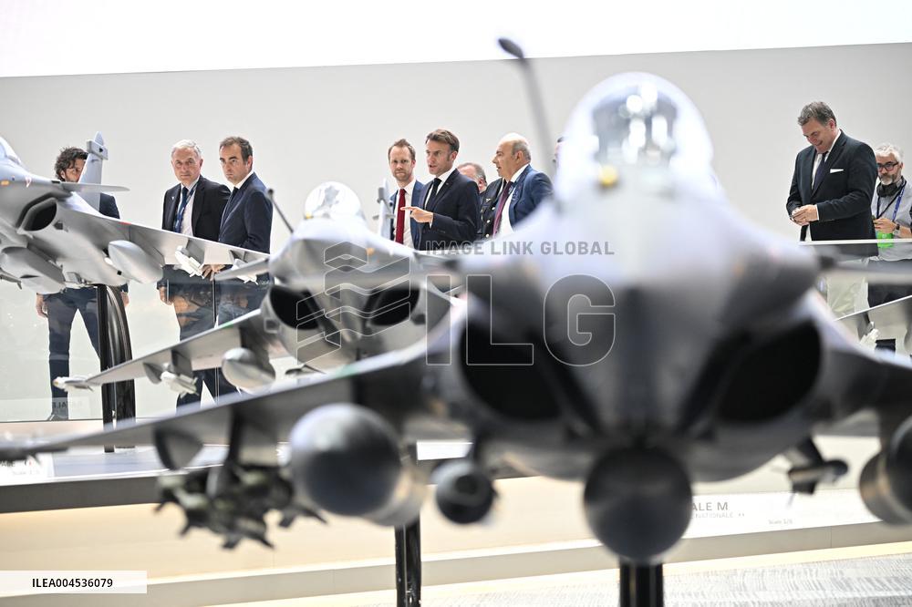 President Macron Visit To Dassault Aviation stand At Paris Air Show - Le Bourget
