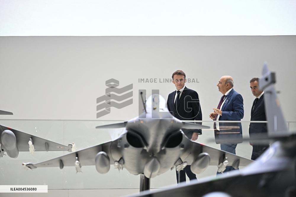 President Macron Visit To Dassault Aviation stand At Paris Air Show - Le Bourget