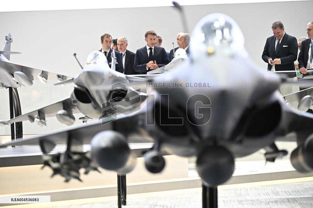 President Macron Visit To Dassault Aviation stand At Paris Air Show - Le Bourget