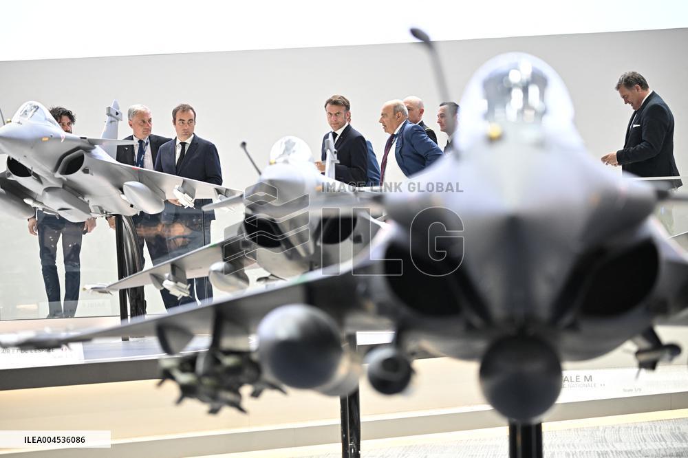 President Macron Visit To Dassault Aviation stand At Paris Air Show - Le Bourget
