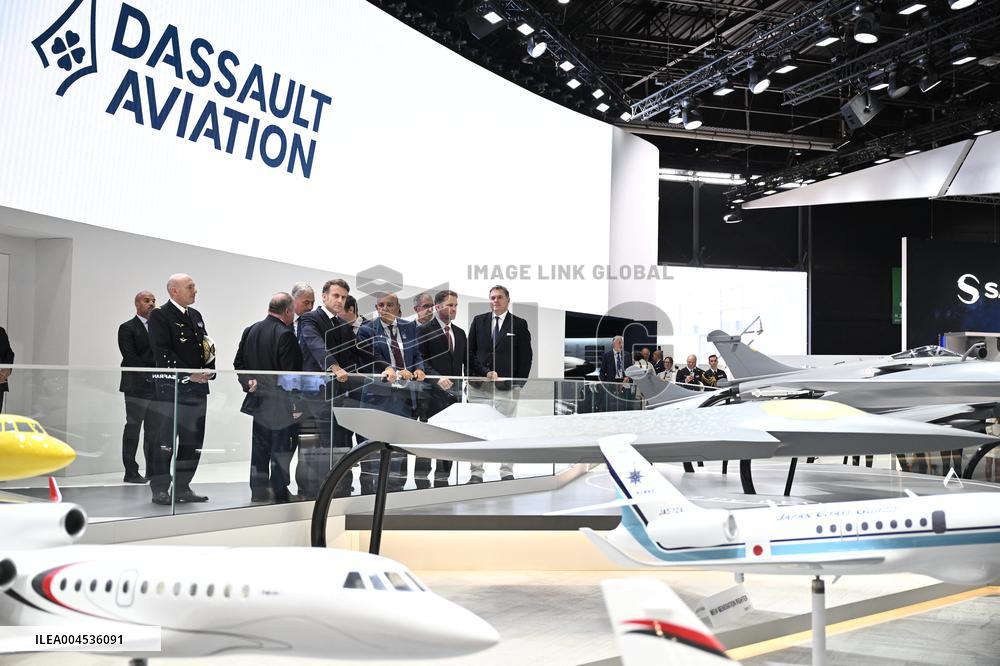 President Macron Visit To Dassault Aviation stand At Paris Air Show - Le Bourget