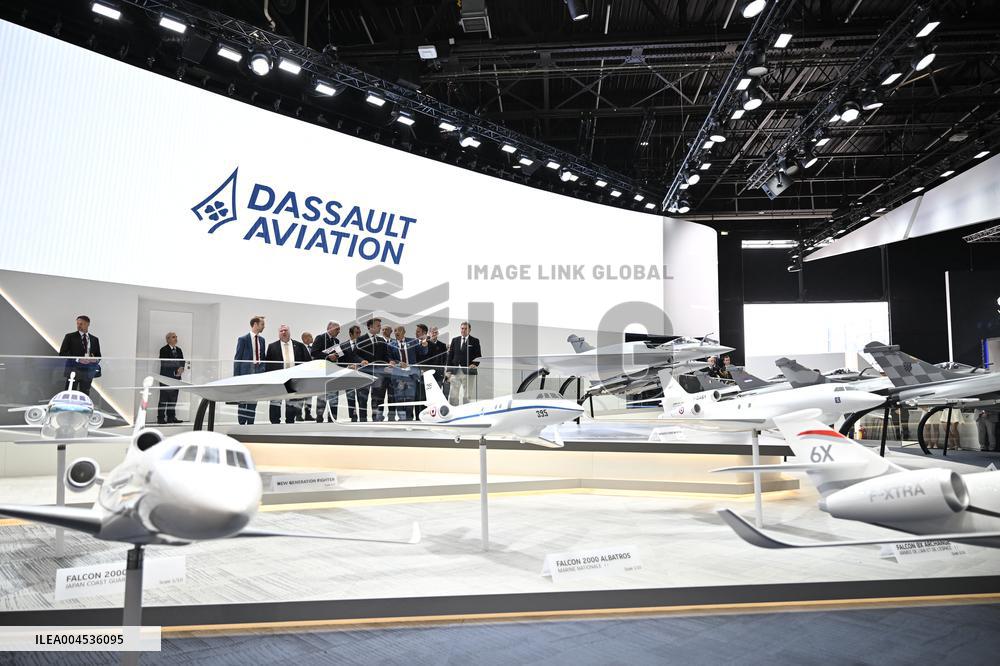 President Macron Visit To Dassault Aviation stand At Paris Air Show - Le Bourget