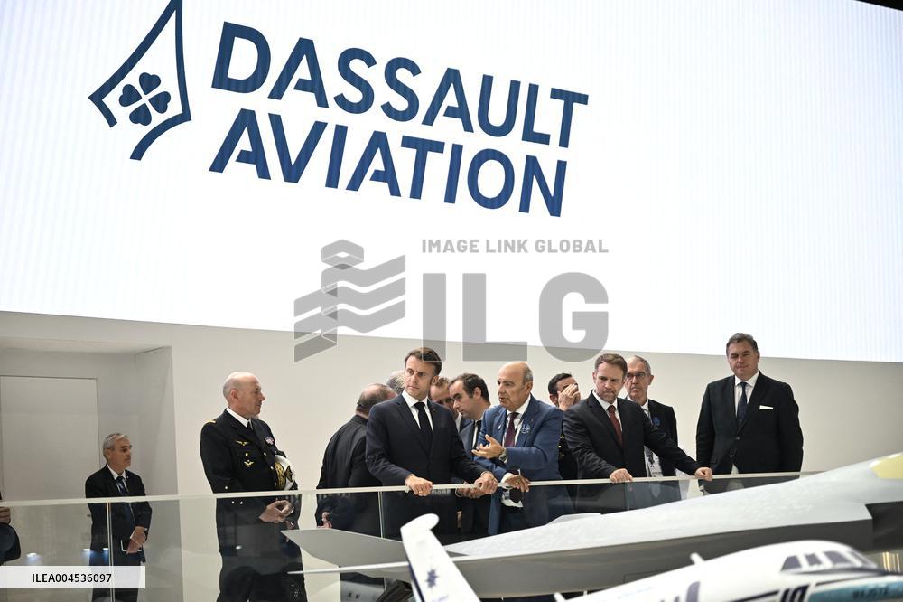 President Macron Visit To Dassault Aviation stand At Paris Air Show - Le Bourget