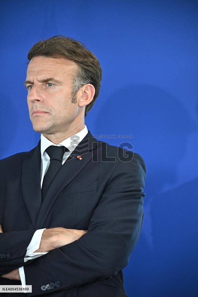 President Macron at Air France-KLM and Groupe ADP Partnership Signing at Paris Air Show - Le Bourget