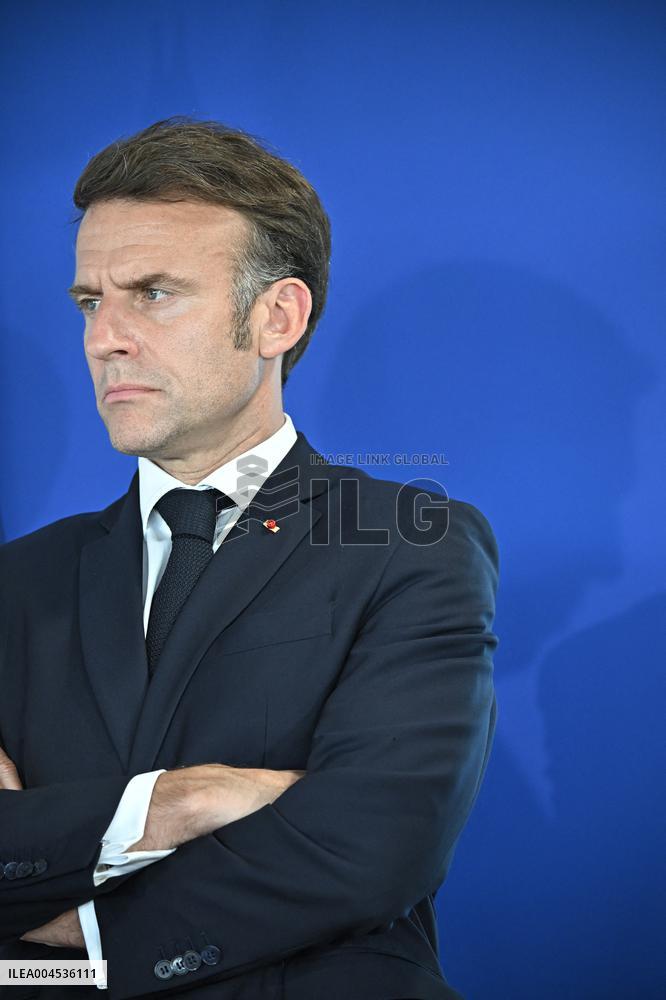 President Macron at Air France-KLM and Groupe ADP Partnership Signing at Paris Air Show - Le Bourget