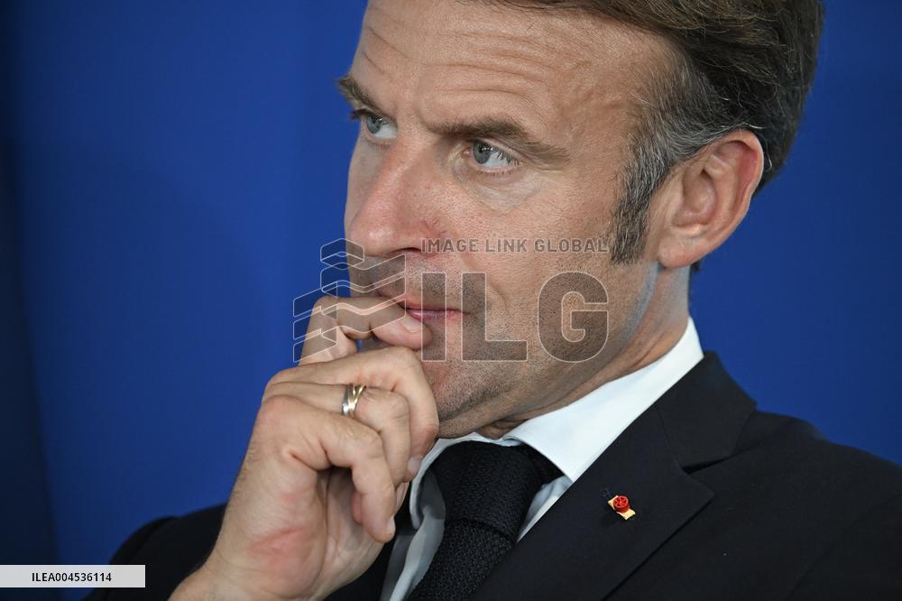 President Macron at Air France-KLM and Groupe ADP Partnership Signing at Paris Air Show - Le Bourget