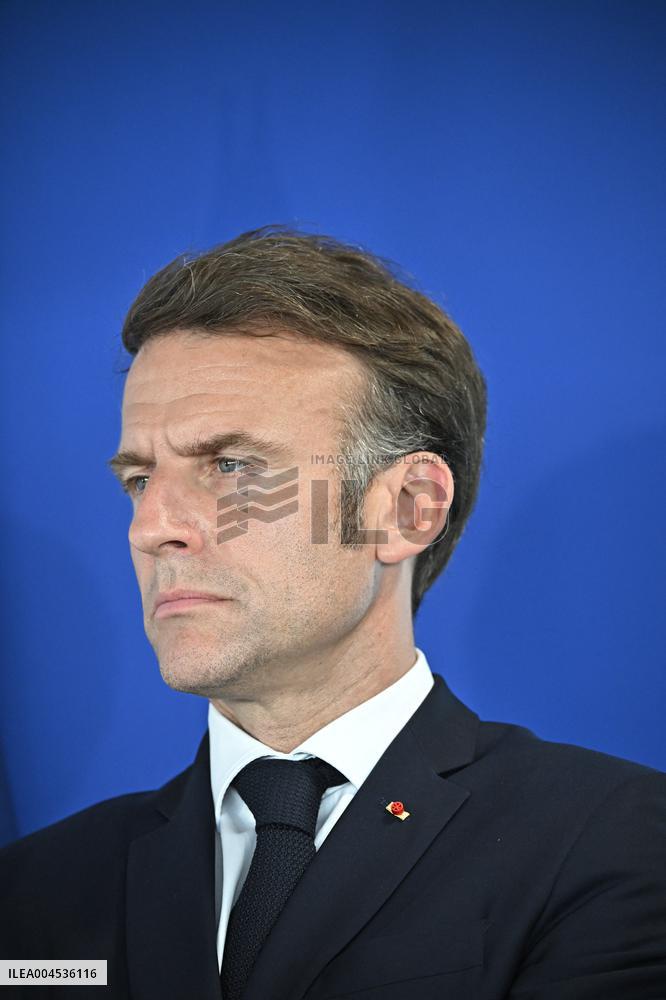 President Macron at Air France-KLM and Groupe ADP Partnership Signing at Paris Air Show - Le Bourget