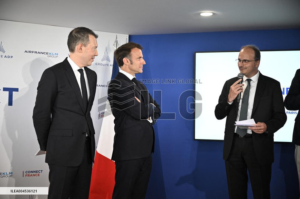 President Macron at Air France-KLM and Groupe ADP Partnership Signing at Paris Air Show - Le Bourget