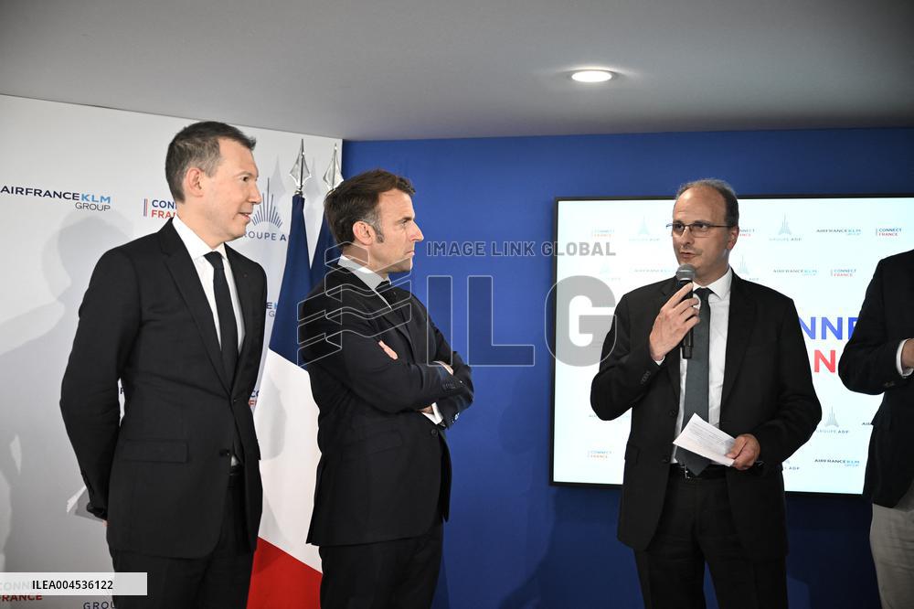 President Macron at Air France-KLM and Groupe ADP Partnership Signing at Paris Air Show - Le Bourget