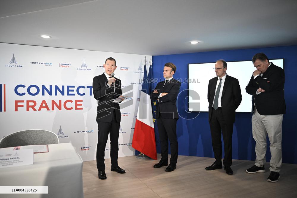 President Macron at Air France-KLM and Groupe ADP Partnership Signing at Paris Air Show - Le Bourget