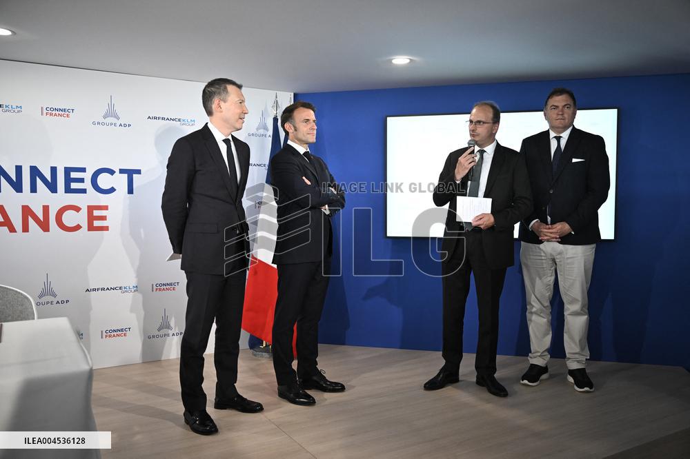 President Macron at Air France-KLM and Groupe ADP Partnership Signing at Paris Air Show - Le Bourget