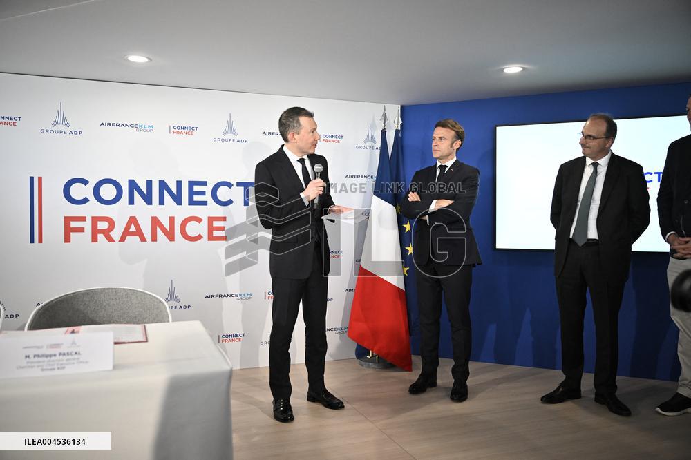 President Macron at Air France-KLM and Groupe ADP Partnership Signing at Paris Air Show - Le Bourget
