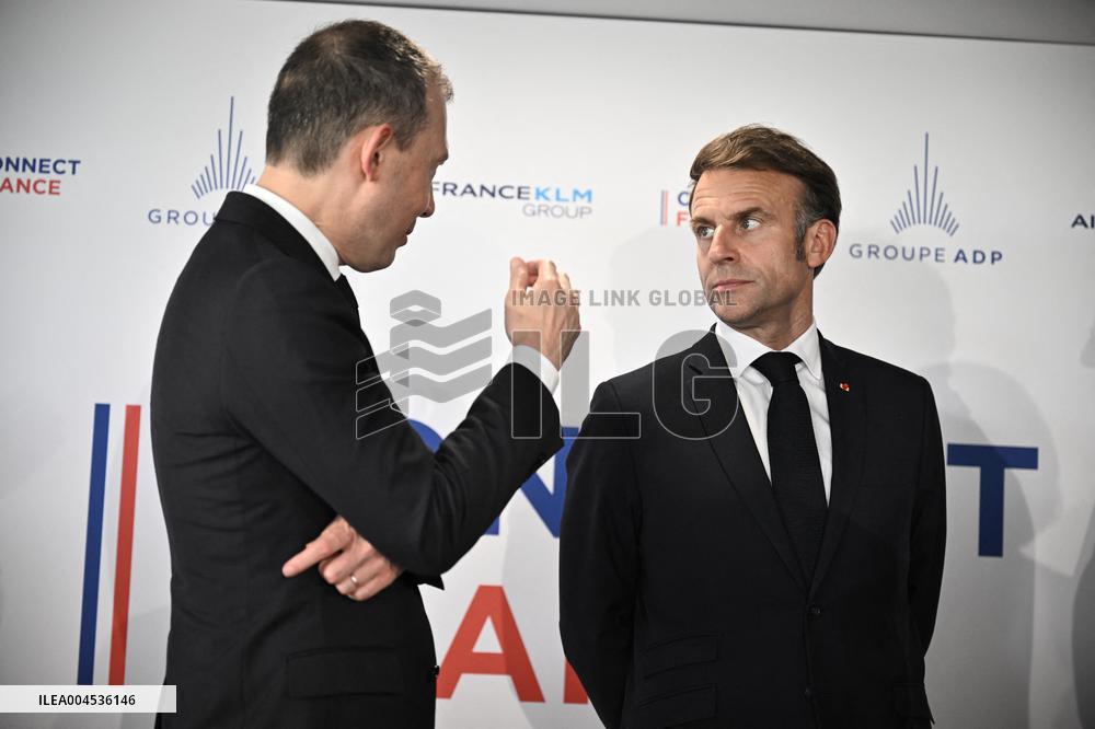 President Macron at Air France-KLM and Groupe ADP Partnership Signing at Paris Air Show - Le Bourget