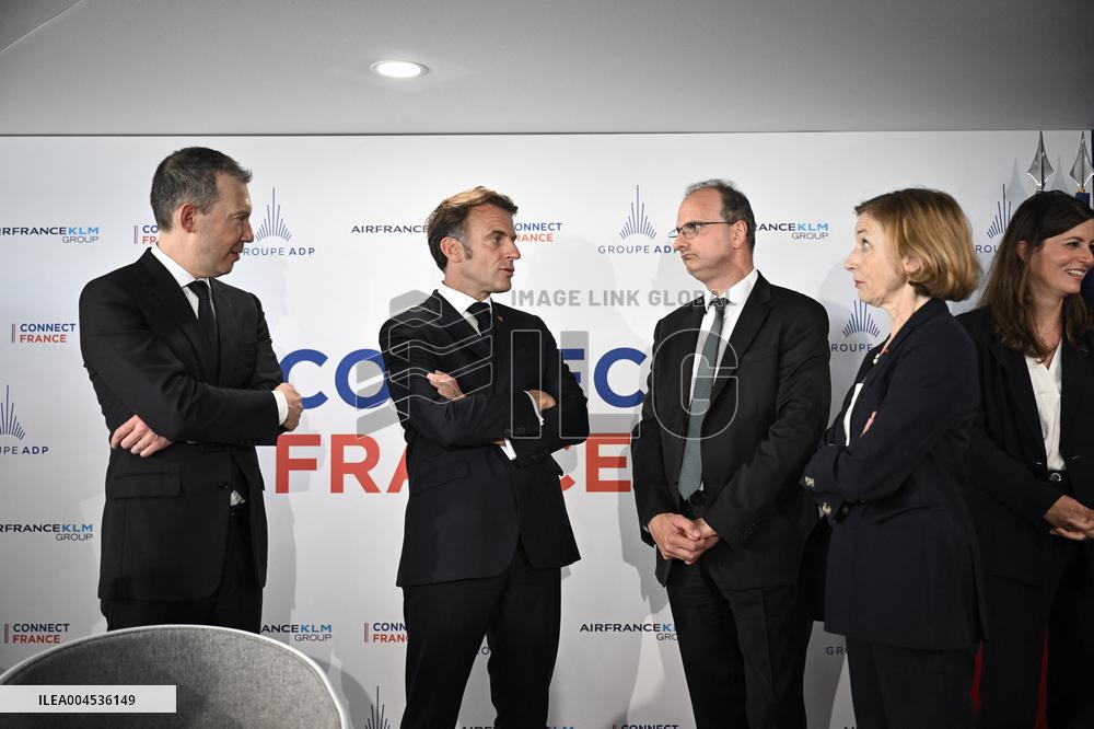 President Macron at Air France-KLM and Groupe ADP Partnership Signing at Paris Air Show - Le Bourget