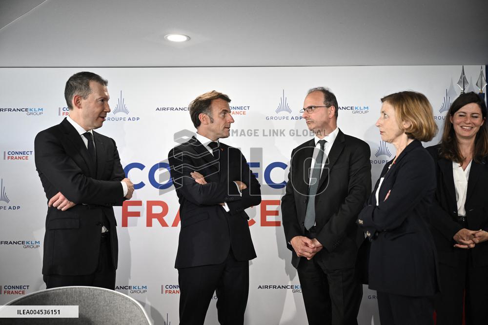 President Macron at Air France-KLM and Groupe ADP Partnership Signing at Paris Air Show - Le Bourget