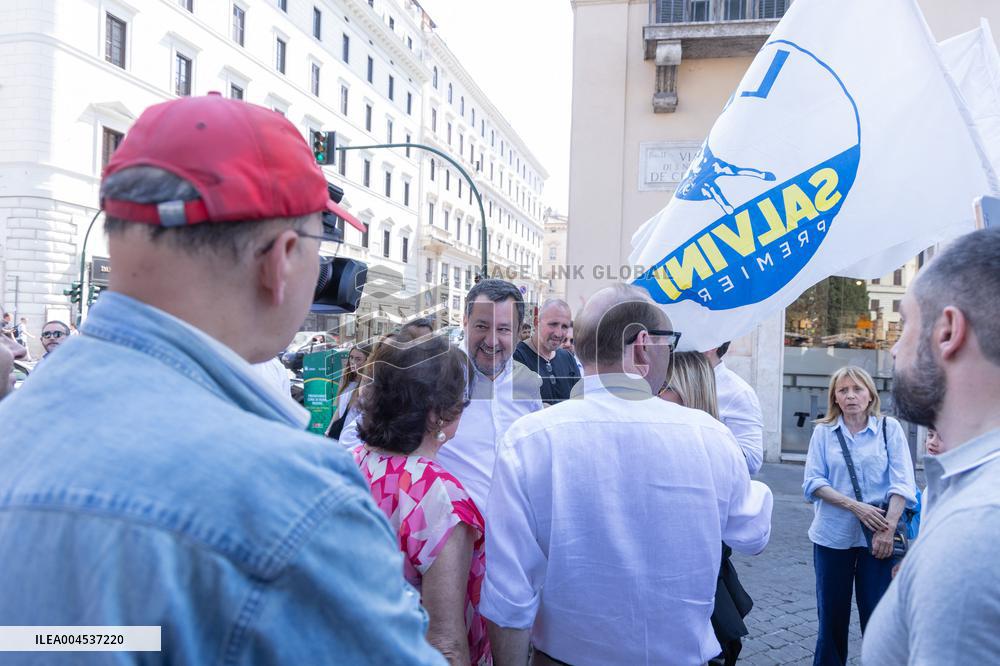 Salvini Promotes The Security Decree - Rome
