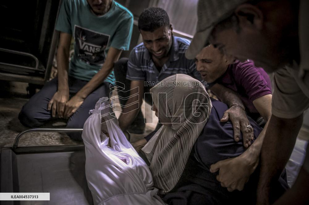Palestinians Mourn Airstrike Victims at Al-Shifa Hospital - Gaza